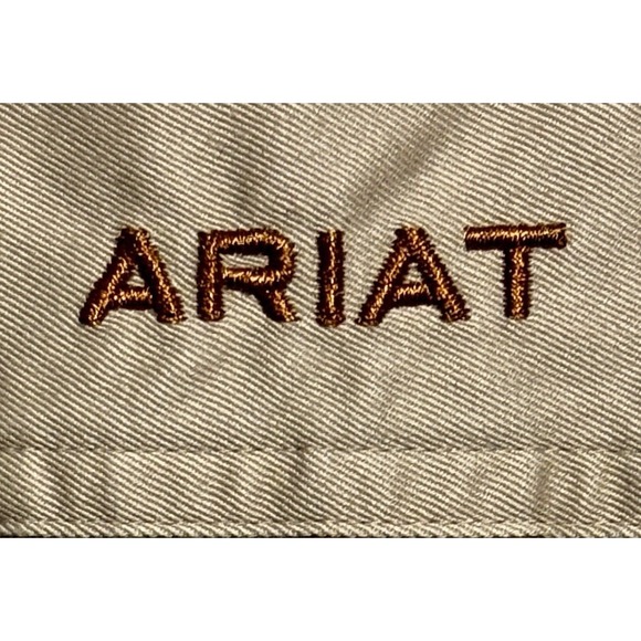 Ariat Men's Long Sleeve Button Down Pocket Size Large Khaki Solid Twill - Picture 1 of 7